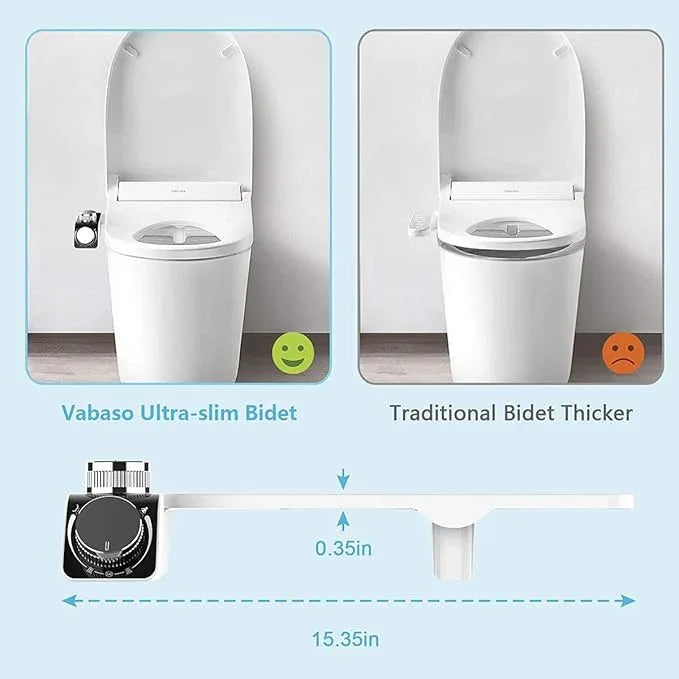 Self-Cleaning Non-Electric Dual Nozzle Bidet Attachment for Toilet Seat with Warm Water Jet Spray for Toilet Bathroom Bidet Toilet Sprayer Adjustable Water Pressure, Rear and Feminine Wash - ModernBath