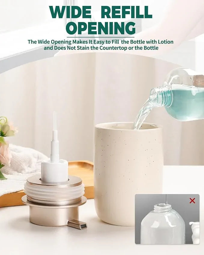 BosilunLife Foam Soap Dispenser - Ceramic Foaming Hand Dispenser for Bathroom Modern Farmhouse Small Soap Dispenser Lotion Hand Pump Dispenser for Kitchen Sink (Apricot, Foam Pump) - ModernBath