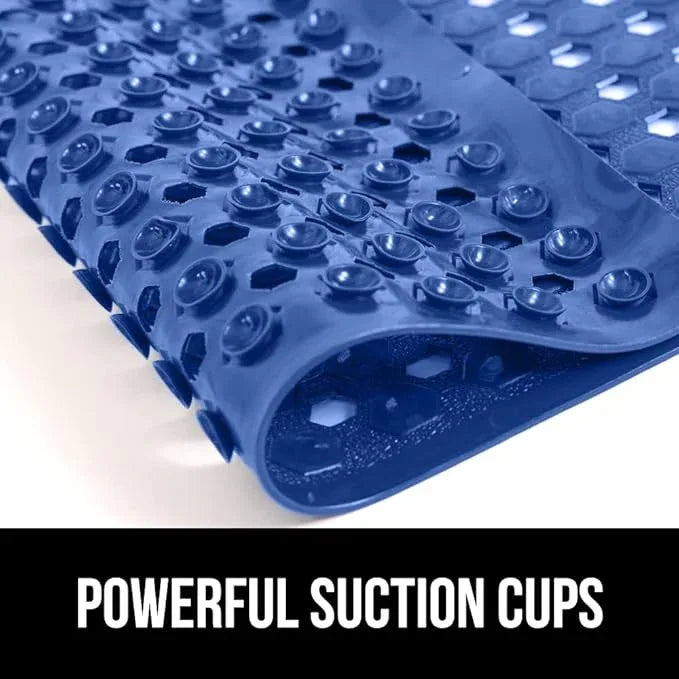 GORILLA GRIP Patented Bath Tub Shower Mat, Machine Washable Bathtub Floor Liner Mats, Suction Cups and Drain Holes to Keep Tubs Clean, Soft on Feet, Bathroom Essentials, 35x16 Inch, Royal Blue Opaque - ModernBath