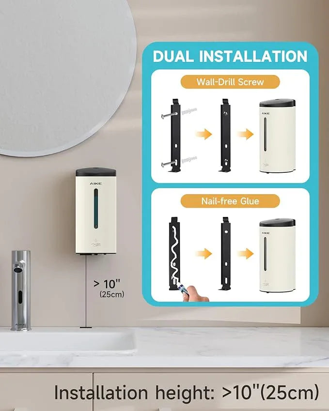 AIKE Automatic Wall Mount Liquid Soap Dispenser, Commercial Stainless Steel with 25oz Large Capacity Save Time Effort and Cost,Model AK1205 (Matte White) - ModernBath