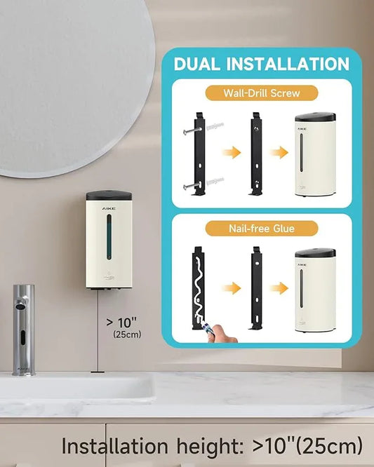 AIKE Automatic Wall Mount Liquid Soap Dispenser, Commercial Stainless Steel with 25oz Large Capacity Save Time Effort and Cost,Model AK1205 (Matte White) - ModernBath