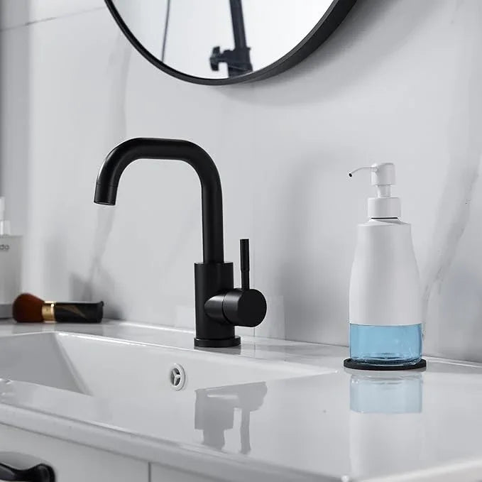 Gaussra White Soap Dispenser with Coaster and Stickers, Stainless Steel and Glass Bottle Hand Pump Dispenser, Refillable Liquid Hand Soap Dispenser for Bathroom & Kitchen (11OZ / 320ML) - ModernBath