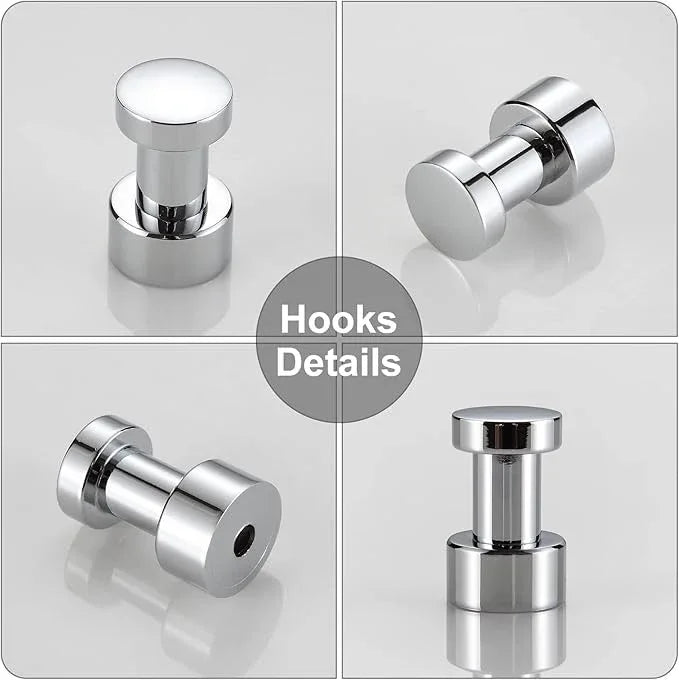 BVL Brass Robe Hook, 5 Pack, Chrome, Wall-Mounted, for Bathroom and Kitchen - ModernBath