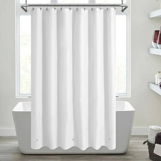 Mrs Awesome Extra Long Shower Curtain Liner with 3 Magnets, Long White PEVA Plastic Shower Curtain for Bathroom Waterproof, 72 x 84, White - ModernBath