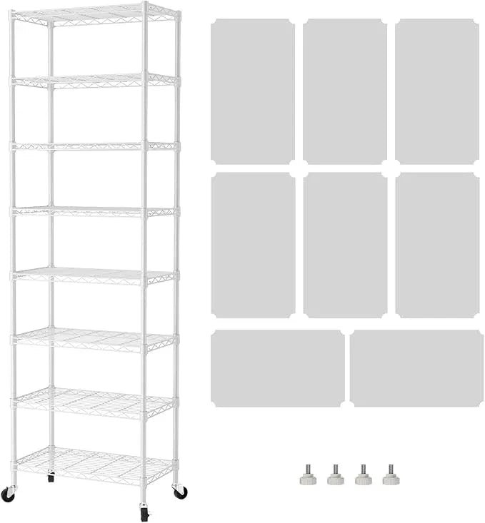 SINGAYE 8 Tier Shelf Organizer Storage Metal Shelves Garage Wire Shelving Unit Pantry Rack Adjustable Standing Storage for Kitchen Closet Laundry Bathroom Pantry 12" D x 22" W x 74" H White - ModernBath