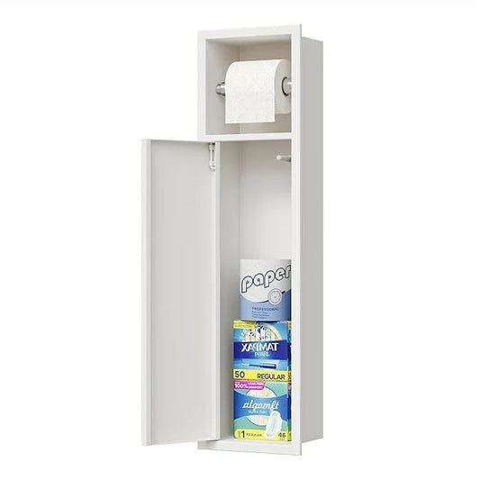Neodrain Recessed Toilet Paper Holder, in Wall Toilet Paper Holder, 304 Stainless Steel Tissue Paper Holder with Dispense and Storage for Bathroom, White - ModernBath