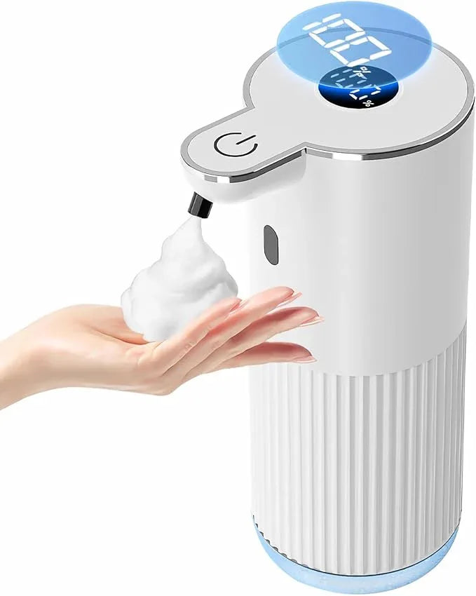 Automatic Soap Dispenser with LED (Battery% & Foam Level), 7000 Uses, 6 Foam Settings, Wall Mount/Countertop, USB-C Rechargeable, for Bathroom Kitchen, White - ModernBath