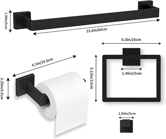 15-Pieces Matte Black Bathroom Accessories Set, 23.6 Inch Bath Towel Bar Set, SUS 304 Stainless Steel Bathroom Hardware Set, Towel Racks for Bathroom Wall Mounted. - ModernBath