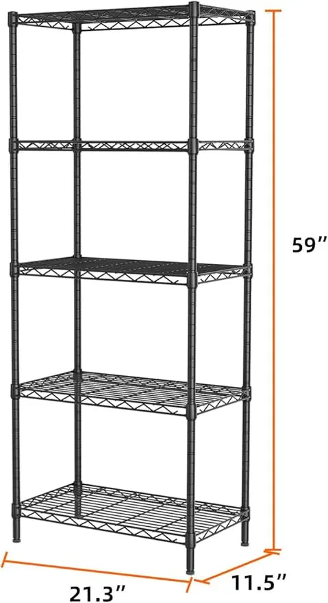 SINGAYE Shelf Wire Shelving Adjustable Storage Shelves Rack Standing Units for Kitchen Closet Laundry Bathroom Organizers Metal Pantry Narrow Mesh Gaps 12" D x 22" W x 59" H Black - ModernBath