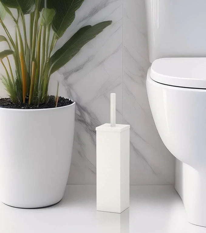 Gatco 1488W Elegant Square Toilet Brush Holder, Matte White - ModernBath