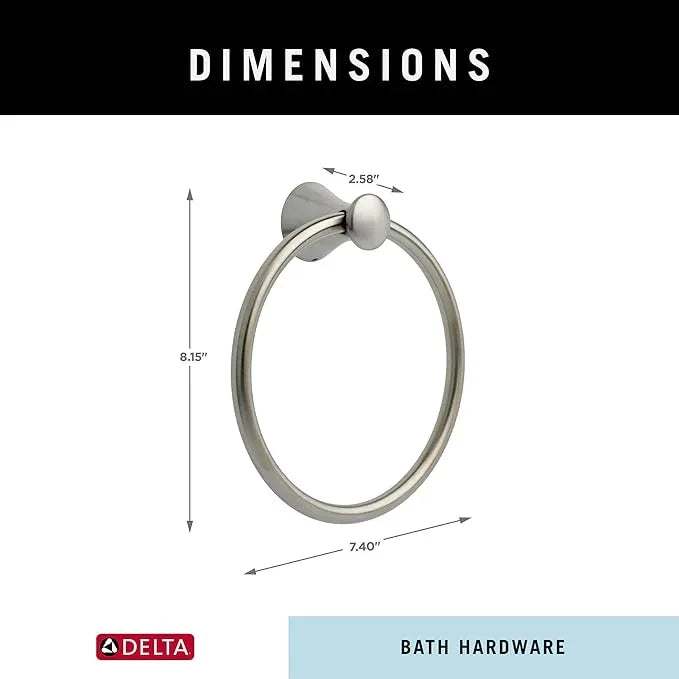 Delta Lahara (1-Pack) Hand Towel Holder Brilliance Stainless Steel Towel Racks for Bathroom Wall Round Towel Ring Holder for Bath Towel Hanger for Kitchen, Bathroom Accessories 73846-SS - ModernBath