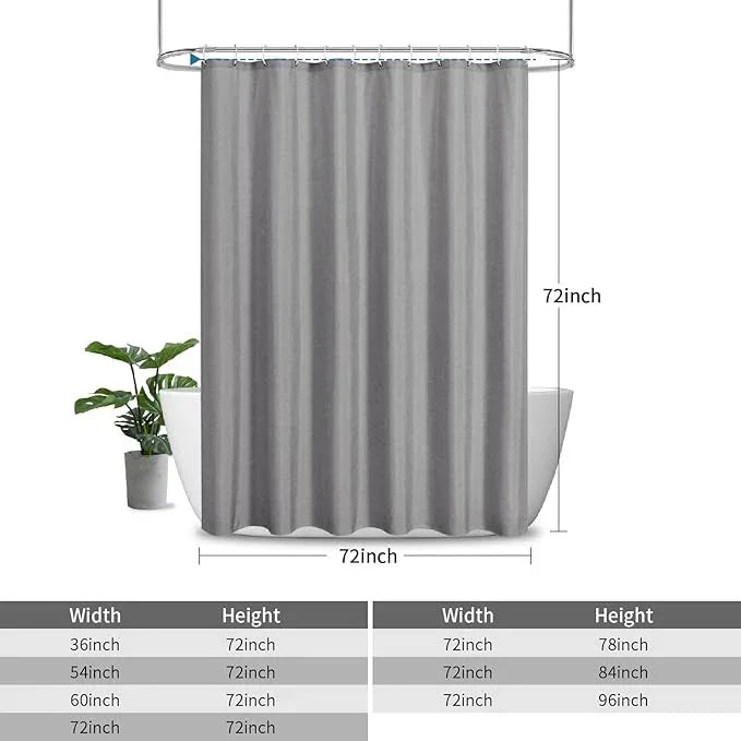 THAIGEE 2-in-1 Waterproof Fabric Shower Curtain or Liner,Linen Textured,Breathable TPU & Washable Bathroom Shower Curtain Set with 12 Plastic Hooks,Modern,72"x72" Grey - ModernBath