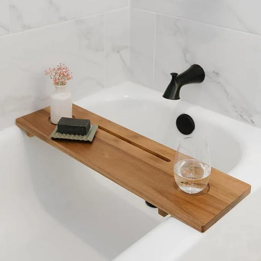 Premium Nature Shed Bathtub Tray for Standard Tubs | 29" Solid Acacia Luxury Bath Tray for Tub | Anti-Tip, Non-Toxic, Sustainable, Adjustable Bathtub Caddy | Bathroom Accessories Holders for Tub Tray - ModernBath
