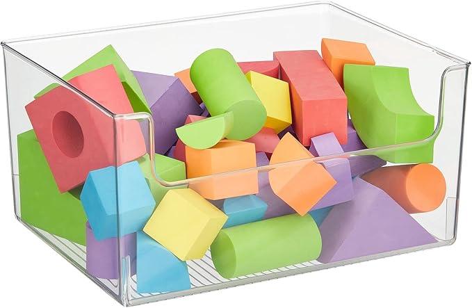 mDesign 4 Pack Clear Plastic Modern Open Front Dip Storage Organizer Bin Basket - 12x12x45 inches, 25.66L Capacity - Household Organization - Shelves, Cubby, Cabinet, Closet - Ligne Collection - ModernBath