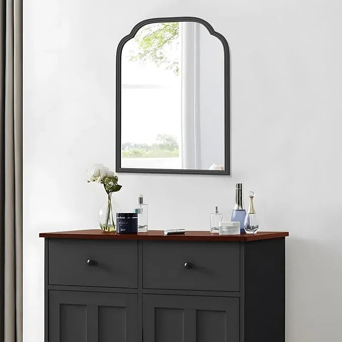 Ferytange 18X24 Inch Black Mirror for Wall with Metal Frame Rectangular Rounded Bathroom Vanity Mirror Anti-Rust, Hangs (Black 18" x 24") - ModernBath