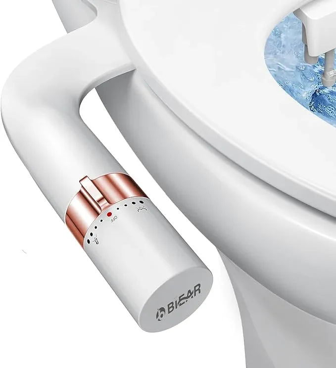 Bidet Attachment For Toilet, Ultra-Slim Dual Nozzle Bidet Toilet Seat, Non-Electric Bidets for Toilets, Adjustable Water Pressure, Feminine/Rear Wash for Women Men (Rose Gold) - ModernBath