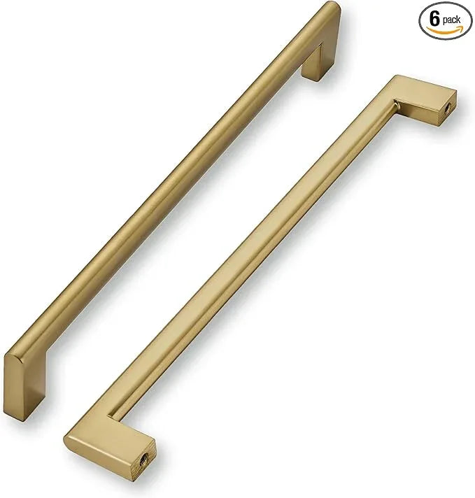 khtumeware 10 Inch Hole Center 6 Pack,Champagne Bronze Cabinet Pulls Heavy Duty Solid Satin Brass Kitchen Drawer Handle Antique Cabinet Hardware for Bathroom, Drawer, Cabinet - ModernBath