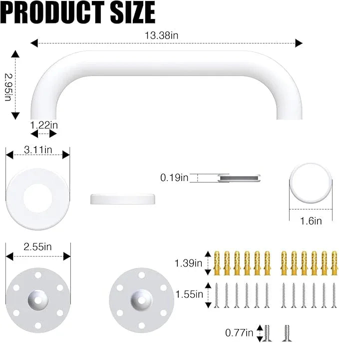 ROTHLEY 12 Inch Grab Bar for Bathtubs and Showers: Stainless Steel Shower Grab Bar Wall Mounted Shower Handle with Concealed Screws for Handicapped Elderly and Seniors (Matte White) - ModernBath
