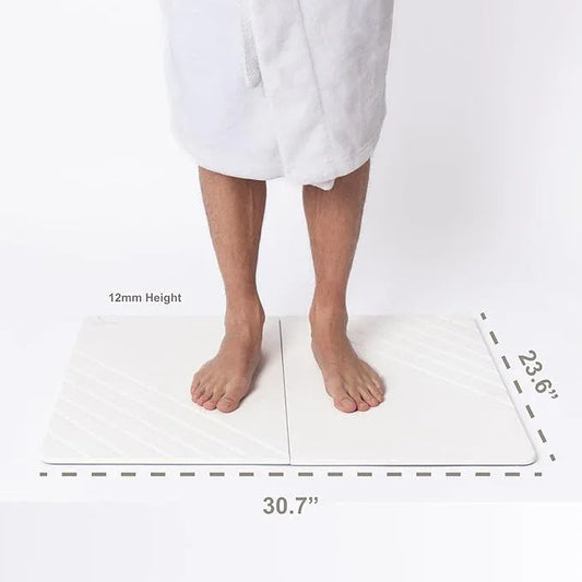 Water Stone Quick-Drying Bath Mat, Large Off-White (30.7”x23.6”), Eco-Friendly, Non-Slip, Super Absorbent Bathroom Rug, Fast Drying Floor Mat for Shower - ModernBath
