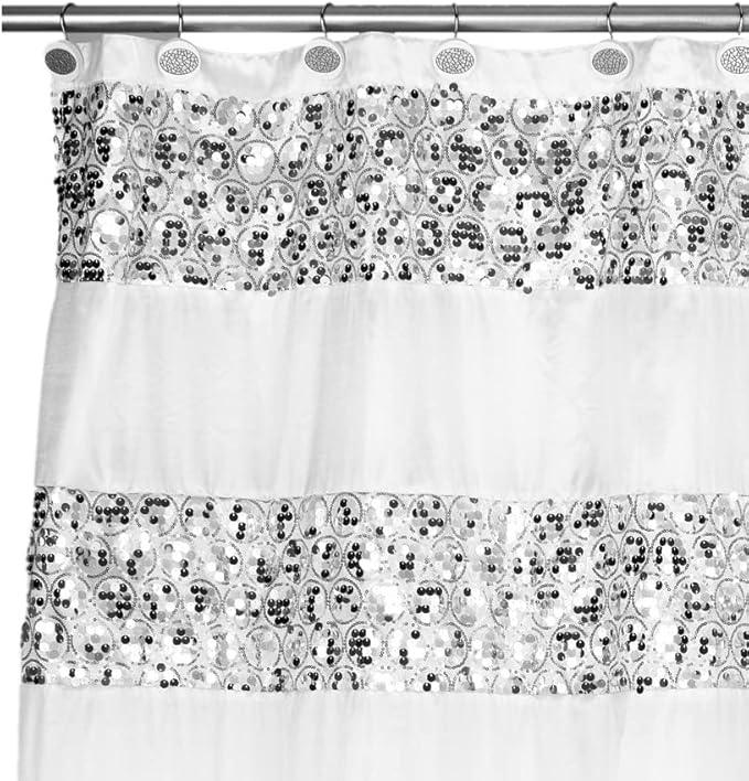 Zahari Home Sinatra Bathroom Shower Curtain Set - 13pc Classic White Shower Curtain & Hooks - Unique Design - ModernBath
