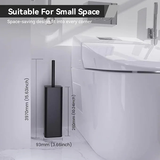 DOWRY Toilet Bowl Brush and Holder for Bathroom Storage Organization Deep Cleaning Covered Brush Cleaner Black Toilet Brush with 2 Brush Holders,Black Square - ModernBath
