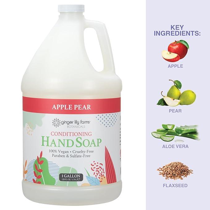 Ginger Lily Farms Botanicals All-Purpose Liquid Hand Soap Refill, 100% Vegan & Cruelty-Free, Apple Pear Scent, 1 Gallon (128 fl. oz.) - ModernBath