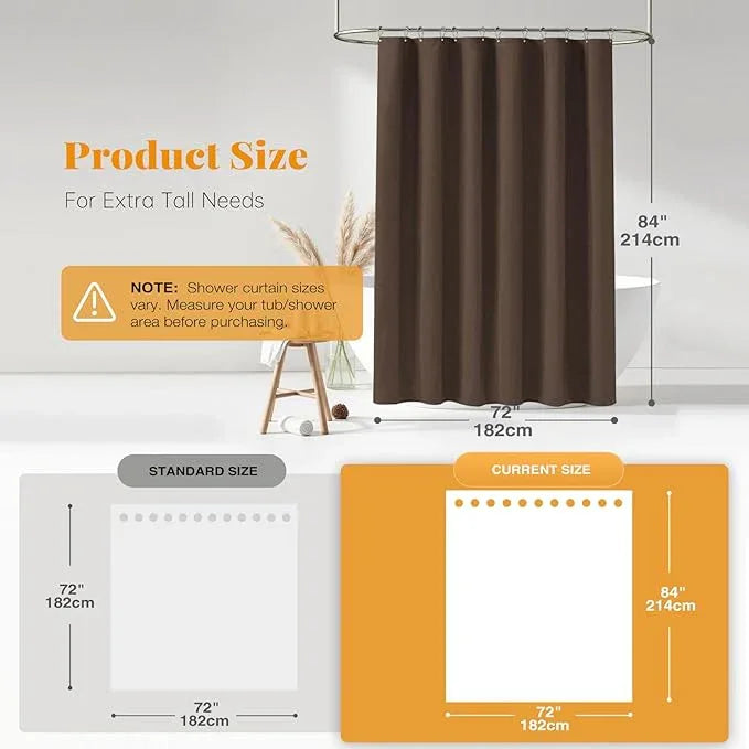 BTTN Fabric Shower Curtain, Linen Textured Heavy Duty Polyester Cloth Shower Curtain Set with Plastic Hooks, Brown, 72x84 - ModernBath