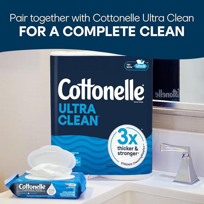 Cottonelle XL Flushable Wet Wipes, Adult Wipes Large, 8 Flip-Top Packs, 45 Wipes Per Pack (360 Total Wipes), Packaging May Vary - ModernBath