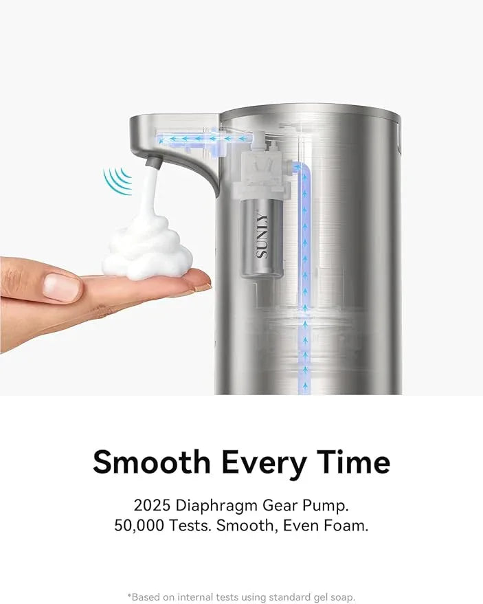 SUNLY Automatic Foam Soap Dispenser, 0.2s Fast Sensor, USB-C Rechargeable, Smudge-Resistant Stainless Steel, Touchless Liquid & Foaming Soap Dispenser for Bathroom, Kitchen, Hotel, Silver - ModernBath
