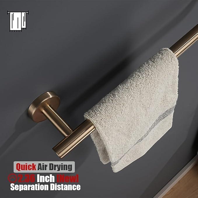 JQK Champagne Bronze Towel Bar, 27 Inch 304 Stainless Steel Thicken 0.8mm Towel Rack Bathroom, Towel Holder Wall Mount, Useable Length 24 Inch, TB110L24-CB - ModernBath