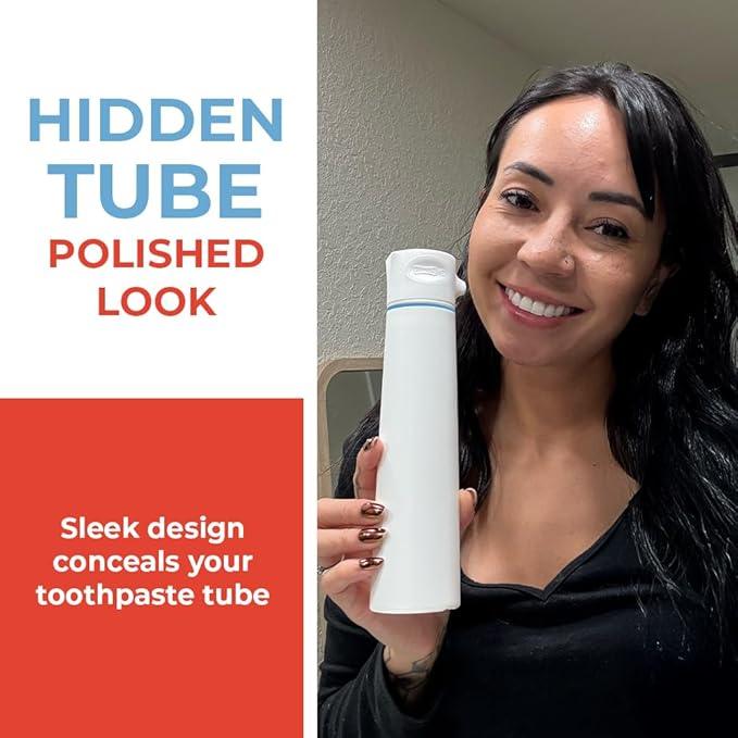 SqueezMe EasyPump Toothpaste Dispenser System - No-Mess Toothpaste Dispenser for Kids, Adults, Families - Hygienic Design & Easy One-Hand Use - Organizers & Accessories for Bathroom - Universal Fit - ModernBath