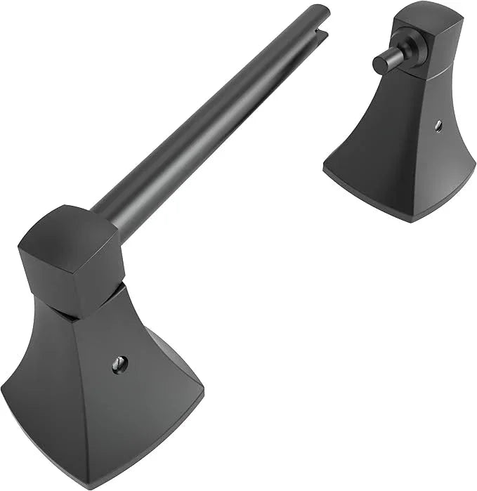 Matte Black Toilet Paper Holder Bathroom Double Post Pivoting Tissue Roll Holder Stainless Steel and Zinc Alloy Wall Mount - ModernBath