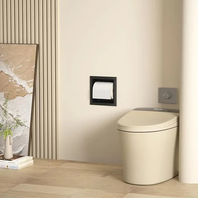 Toilet Paper Holder, in Wall Toilet Roll Holder for Bathroom Renovation, 304Stainless Steel Recessed Toilet Tissue Holder (Matte Black) - ModernBath