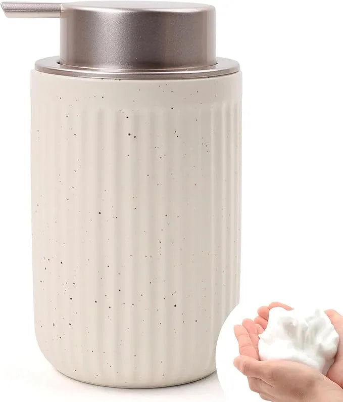 BosilunLife Foam Hand Soap Dispenser - Ceramic Foaming Soap Dispenser for Bathroom 12oz Refillable Liquid Lotion Soap Dispenser with Rust-Proof Foaming Pump for Countertop - ModernBath
