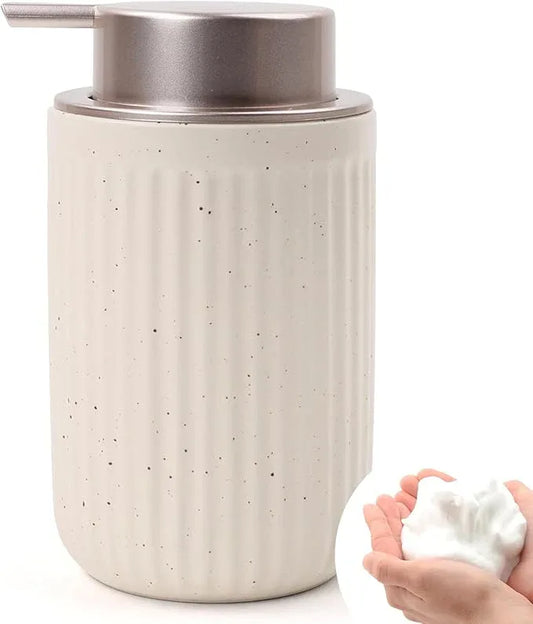 BosilunLife Foam Hand Soap Dispenser - Ceramic Foaming Soap Dispenser for Bathroom 12oz Refillable Liquid Lotion Soap Dispenser with Rust-Proof Foaming Pump for Countertop - ModernBath