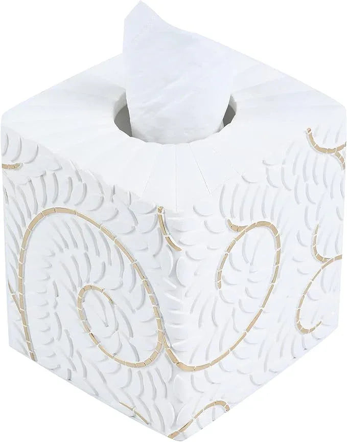 Hymmah Modern Square Tissue Box Cover Holder,Bathroom Accessories Decor Unique Design Tissue Box Cover for Bathroom Vanity Counter Tops Also Great for Bedrooms and Living Rooms - ModernBath