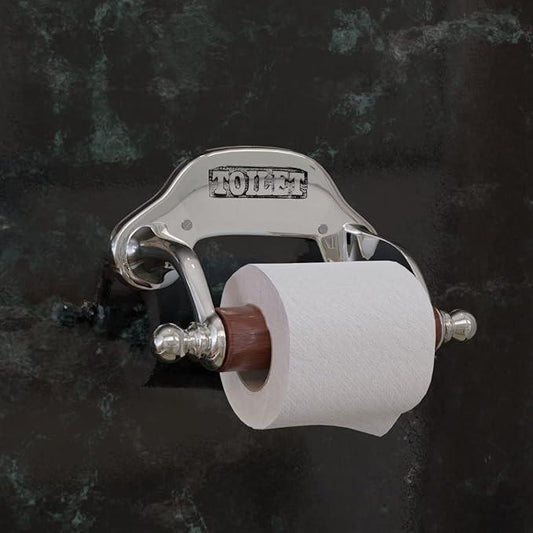 Stylish Wall Mount Toilet Paper Holder 6.5" W Chrome Plated Solid Brass Easy Install Toilet Tissue Paper Holders with Wooden Roll for Bathrooms Includes Hardware Renovators Supply Manufacturing - ModernBath