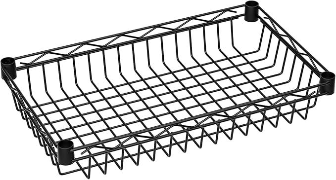 6 Tier Basket Shelf Wire Shelving Unit Adjustable Storage Shelves Big Basket Rack for Garage Kitchen Office Pantry Corner 17.2" Dx12.2 Wx63 H Black - ModernBath