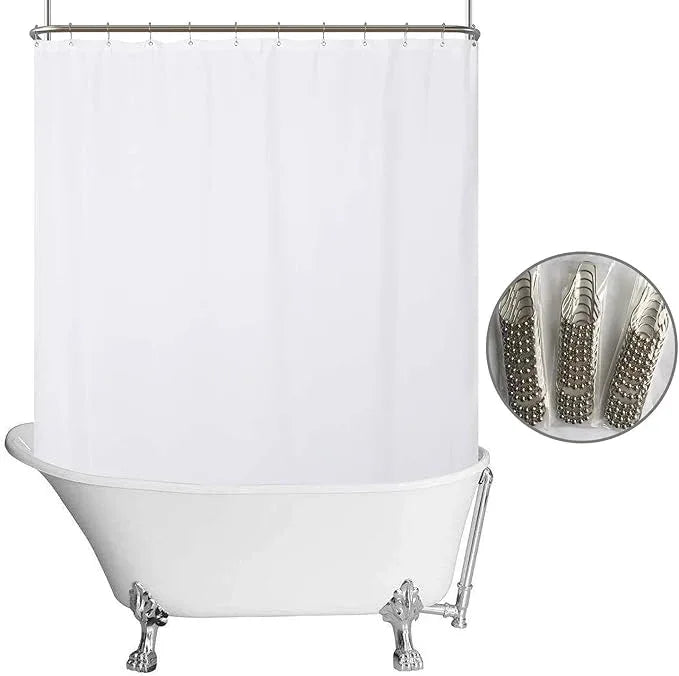 N&Y HOME Waterproof Fabric Clawfoot Tub Shower Curtain 180 x 70 inch All Wrap Around, 36 Hooks Included, Breathable Fabric, Machine Washable, White, 180x70 - ModernBath