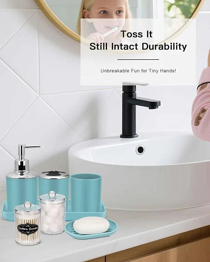 IMAVO Blue Bathroom Accessories,Non Slip Absorbent Bathroom Rugs and Waterproof Shower Curtain with Hooks,Complete Bathroom Set for Bathroom Décor - ModernBath