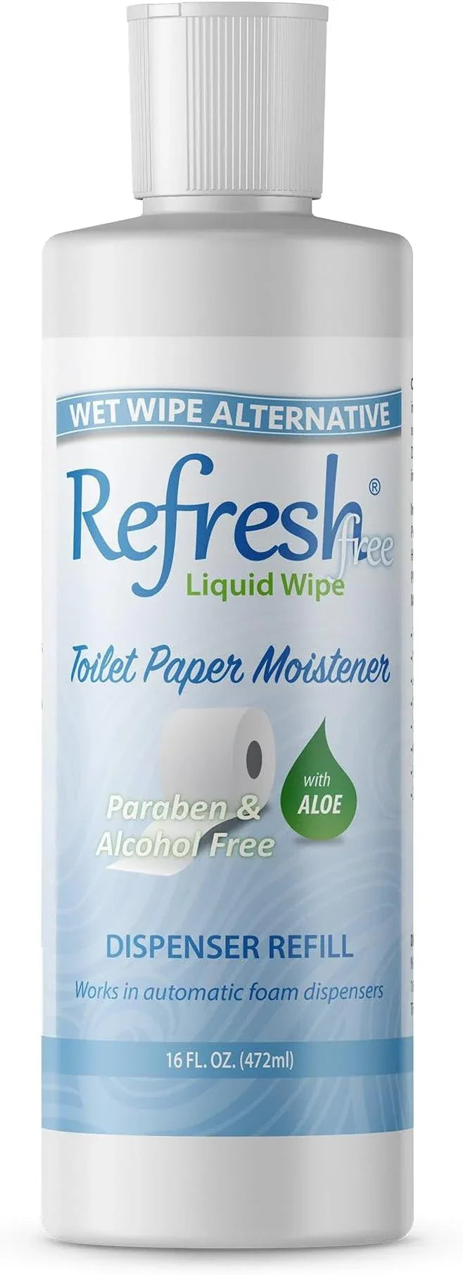 Refresh Liquid Wipe Free - Toilet Paper Foam Dispenser Refill for Sensitive Skin – Flushable Wet Wipe Alternative with Witch Hazel & Aloe – Alcohol & Paraben Free, 16 oz Refill - ModernBath