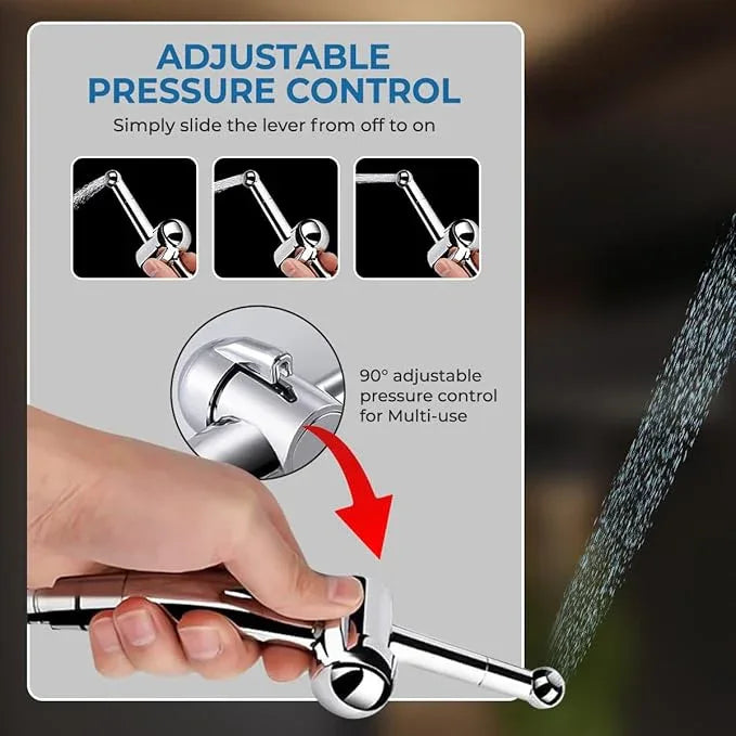GenieBidet Sparkle Hand Held Bidet Sprayer - Includes Hybrid T Adapter & Stainless Steel Toilet Hose & Precision Knob/w Solid Brass Valve - ModernBath