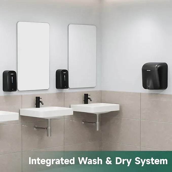 anydry Commercial Automatic Soap Dispenser Large 34oz/1000ml Capacity Wall-Mounted Touchless Liquid Dispenser for High-Traffic Restrooms, Offices, Hospitals Model AD1220S Black - ModernBath