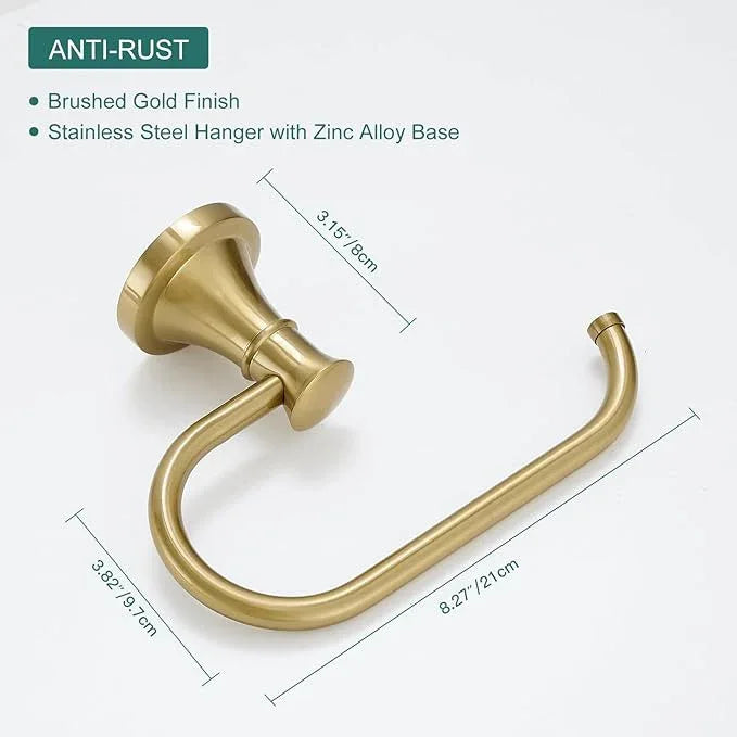 Hoimpro Brushed Gold 2-Piece Bathroom Bath Set, Wall Mounted Bathroom Hardware Fixture (Towel Ring Holder, Toilet Paper Towel Holder), Bathroom Accessories, Stainless Steel and Zinc Alloy - ModernBath