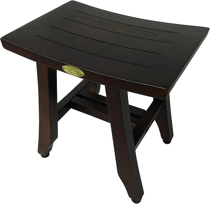 DecoTeak Satori 14 Inch Shaving Waterproof Teak Wood Shower Bench Stool Seat Chair for Inside Shower Provides Safety, Storage, and Organization for Bathroom Accessories - ModernBath