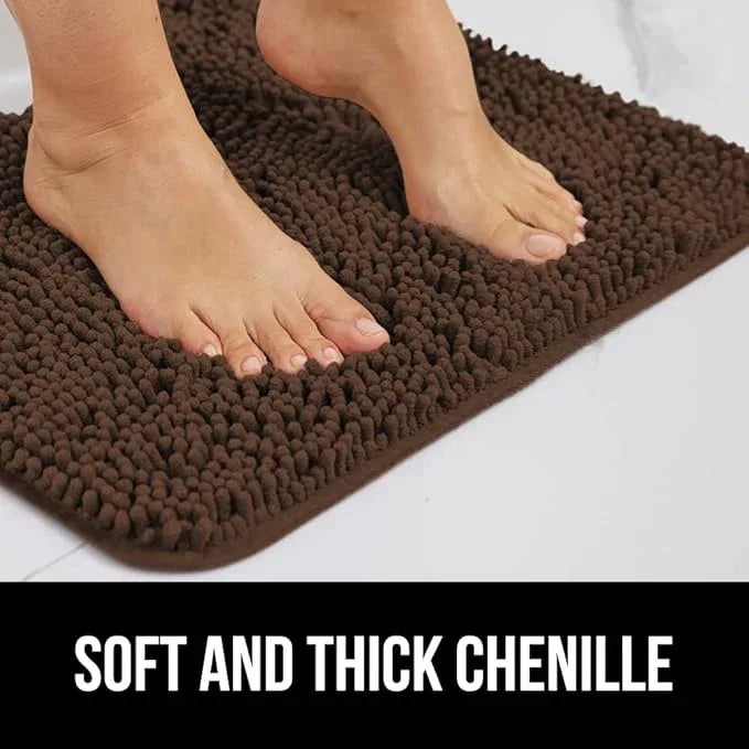 GORILLA GRIP Bathroom Rug Sets, Soft Chenille 2 Piece Area Rugs Set, Toilet Base Mat and 30x20 Carpet, Absorbent Microfiber Washable Mats Dry Quickly, Home Décor and Bath Room Accessories, Brown - ModernBath