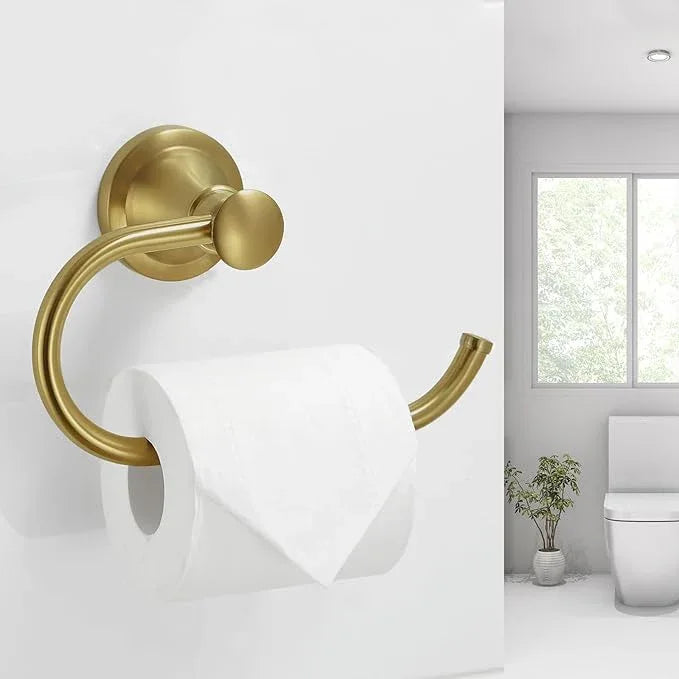 BESy Brushed Gold Toilet Tissue Paper Holder Brushed Gold Bathroom Accessories Toilet roll Paper Hanger, Wall Mounted, Rustproof - ModernBath