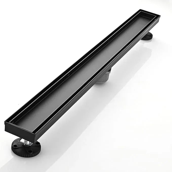 Linear Shower Floor Drain, Black 30 Inch 304 Stainless Steel Bathroom Drains Kit, Rectangular Shower Trench Drain with Reversable Tile-in Pattern Drain Cover & Hair Catcher - ModernBath