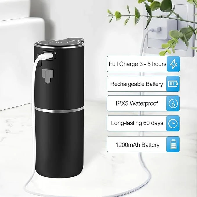 Automatic Liquid Soap Dispenser,4 Level Adjustable Liquid Dispenser, Rechargeable Soap Dispenser with USB Type C Rechargeable, 12.8oz/ 380ml Touchless Hand & Dish Dispenser for Bathroom, Kitchen - ModernBath