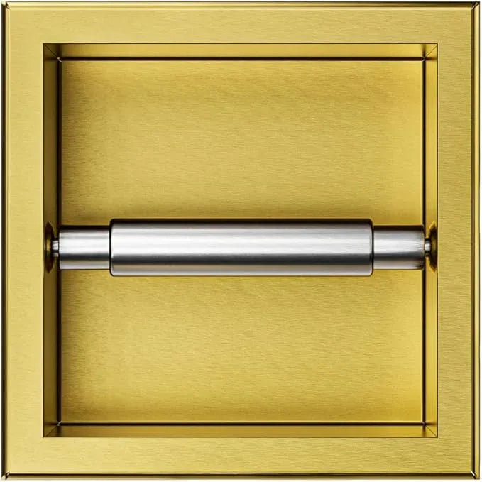 Toilet Paper Holder, in Wall Toilet Roll Holder for Bathroom Renovation, 304Stainless Steel Recessed Toilet Tissue Holder (Golden) - ModernBath